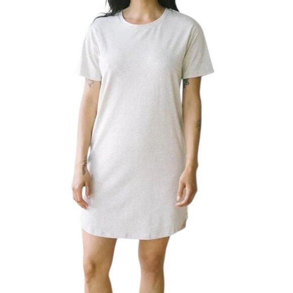 𝅺Tradlands Baja Dress Neutral Minimalist Indie Womens M Slouchy Oatmeal Cotton - Picture 3 of 9
